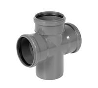 KNM TRADE doble derivación HT DN 110 90° - racor en T de 4 vías de PP gris para desagüe interior
