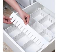 KnnRiim 12 Piezas Separadores de Cajones, 43 x 7 cm, Gruesos, Organizadores Modulares de PVC, Separadores DIY Ajustables para Cajones, Ropa, Dormitorio, Baño, Cocina, Escritorio, Oficina, Blanco