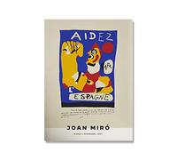 KNOBCO Joan Miro Posters e impresiones Museo Arte de la pared Joan Miro Aidez Espagne Pinturas en lienzo Exposición Imágenes para la decoración de la sala de estar 50 * 70 cm Sin marco