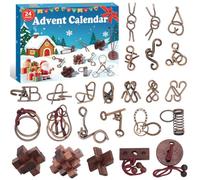 Knobelspiele Calendario de Adviento 2026 para niños - 24 rompecabezas diferentes de madera y metal, calendario de cuenta regresiva de 24 días, regalo sorpresa de Navidad para toda la familia para