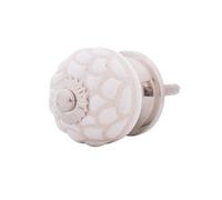 Knober 1 x ALBA | Blanco | Adornado Montura de Acero Inoxidable | Tirador para muebles de 30 mm | Tirador de puerta con rosca métrica M3 | Pequeño | Decorado