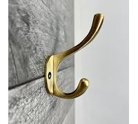 Knobs By Blossom Gancho clásico doble de latón macizo (latón antiguo, grande)