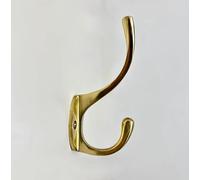 Knobs By Blossom Gancho clásico doble de latón macizo (latón pulido, grande)