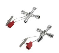 Knocery 2 piezas llave universal 4 vías llave bombero multifunción triángulo basura para gabinetes eléctricos, medidor eléctrico, radiador, elevadores