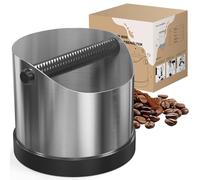 Knock Box for Coffee Grounds, Stainless Steel Knock Box with Removable Bar & Anti-Slip Silicone Base, Durable Espresso Knock Box Container for Kitchen, Bar, Restaurant, Office Use