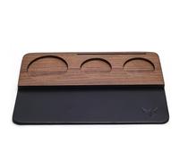 KNODOS Alfombrilla de apisonamiento de 54 mm para accesorios de máquina de espresso Breville, organizador de estación de prensado de nogal y cuero con diseño de múltiples ranuras para herramientas de