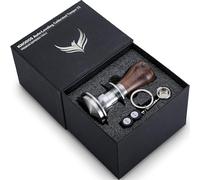KNODOS Tamper 58mm Calibrado para Gaggia y E61 - Prensador de Café | Muelle de 25 lb montado, recambios de 20 y 30 lb, base acanalada de acero inoxidable, mango de nogal, autonivelante