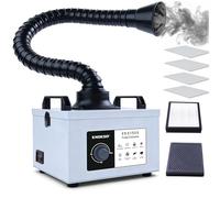 KNOKOO Extractor de humo soldado con láser de 100W, FES150S fuerte succión 200m ³ / h filtros terciarios, soldadura 5-25 humo purificador 10W, corte láser y filtro de soldadura de mantenimiento