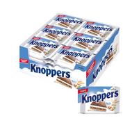 Knoppers Barquillos Rellenos de Chocolate, Crema de Leche y Crema de Avellanas - Pack 24 x 25 g - Snack Dulce, Ligero y Nutritivo - Para Desayuno y Merienda - Apto para Vegetarianos