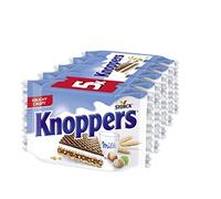 Knoppers Barquillos Rellenos de Chocolate, Crema de Leche y Crema de Avellanas - Pack 5 x 25 g - Snack Dulce, Ligero y Nutritivo - Para Desayuno y Merienda - Apto para Vegetarianos
