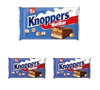 Knoppers Nutbar 200g - Barquillos rellenos con crema de leche y crema de avellanas (Paquete de 3)