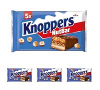 Knoppers Nutbar 200g - Barquillos rellenos con crema de leche y crema de avellanas (Paquete de 4)