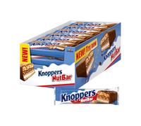 Knoppers Nutbar (24x40g) - Barra de barquillo con crema de leche (14,4%), crema de avellanas (14%), avellanas picadas (13,4%) y caramelo suave (22,2%)