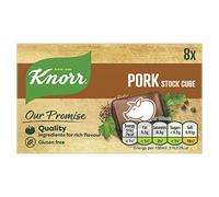 Knorr Cubos de caldo de cerdo sin gluten para añadir un rico sabor a cerdo a tus platos, 8 x 10 g