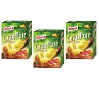 Knorr Gran Purè Cremoso e Delicato Preparado para puré de patatas sin gluten, 225 g. Cada paquete contiene 3 bolsas de 75 g de puré de patatas