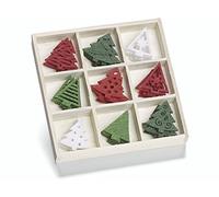 Knorr Prandell 22 mm árboles de Navidad Caja de Madera con Adornos de Fieltro, Multi-Color