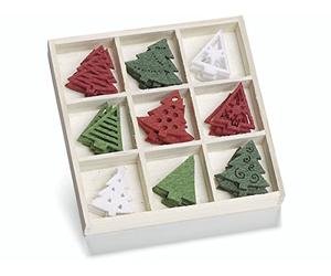 Knorr Prandell 22 mm árboles de Navidad Caja de Madera con Adornos de Fieltro, Multi-Color