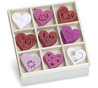 Knorr Prandell - 22 mm Corazones Caja de Madera con Fieltro Adornos, Multicolor
