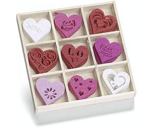Knorr Prandell - 22 mm Corazones Caja de Madera con Fieltro Adornos, Multicolor