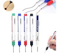 KnoRRS Haxonde Marker, Long Head Deep Hole Marker, Multi-purpose Deep Drill Hole Long Nib Waterproof Marker Pens, 30mm Deep Reach Markers Long Nose Marker Waterproof, For Bathroom Woodworking (Mix*5)