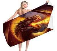 KnorRs Toalla de baño de dragón, grande, 100 x 200 cm, de secado rápido, sin arena, de microfibra suave, para niños y niñas (Y2, 100 x 200 cm)