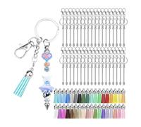 Knoruley 36 Barras de Llaveros con Cuentas, Barras de con Cuentas Plateadas en A Granel, Kit para Hacer Llaveros para Manualidades de Bricolaje, Regalo para Mujeres y Hombres
