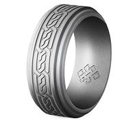 Knot Theory Anillo celta de silicona para hombre, 9 mm, transpirable, ajuste cómodo, anillo de boda de goma