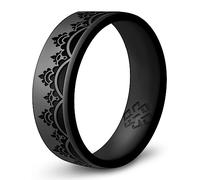 Knot Theory Anillo de silicona con corona para hombres y mujeres, anillo de boda de silicona tamaño 7 para actividades deportivas, ajuste cómodo y transpirable, ancho de banda de 6 mm