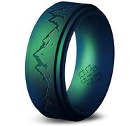 Knot Theory Anillo de silicona de montaña para hombre, 9 mm, transpirable, ajuste cómodo, anillo de boda
