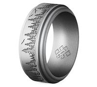 Knot Theory Anillo de silicona Forest para hombre, 9 mm grabado en árbol, transpirable, ajuste cómodo, banda de boda de goma