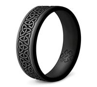Knot Theory Anillo de silicona grabado para hombres y mujeres, Claddagh, Trinity Celtic de doble capa, transpirable, ajuste cómodo, anillo de boda de goma de 6 mm