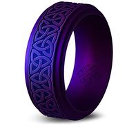 Knot Theory Anillo de silicona Trinity para hombre - 9 mm grabado transpirable ajuste cómodo anillo de boda de goma