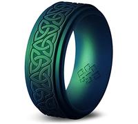 Knot Theory Anillo de silicona Trinity para hombre - 9 mm grabado transpirable ajuste cómodo anillo de boda de goma