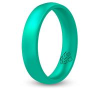 Knot Theory Anillo de silicona turquesa para mujer, transpirable, ajuste cómodo, anillo de boda de 4 mm, talla 10 de diciembre, piedra natal