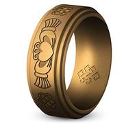 Knot Theory Claddagh - Anillo de silicona para hombre, 9 mm, grabado, transpirable, ajuste cómodo, de goma