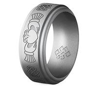 Knot Theory Claddagh - Anillo de silicona para hombre, 9 mm, grabado, transpirable, ajuste cómodo, de goma