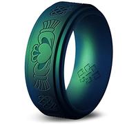 Knot Theory Claddagh - Anillo de silicona para hombre, 9 mm, transpirable, ajuste cómodo, anillo de boda