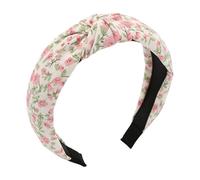Knotted Headband for Women, Fabric Flower Print, 4.72 Inches Non Slip, Wide Hair Accessory Grip, Trendy Styling Gadget with Modern Design, Home Accessories for Daily Wear Makeup Party Spring Casual