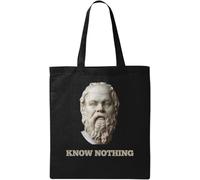 Know Nothing Sócrates - Bolsa de algodón ecológico natural con filósofo griego, color negro, Black, Talla única
