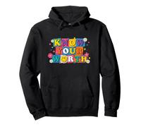 Know Your Worth Colorido Positivo Happy Face Quote Design Sudadera con Capucha