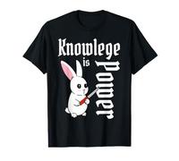 Knowledge Is Power - Cuchillo de Conejo de Dibujos Animados Kawaii Camiseta gráfica económica