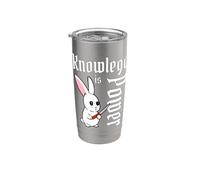 Knowledge Is Power - Cuchillo de conejo de dibujos animados Kawaii Vaso térmico de acero inoxidable de doble pared