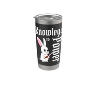 Knowledge Is Power - Cuchillo de conejo de dibujos animados Kawaii Vaso térmico de acero inoxidable de doble pared