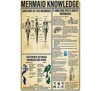 Knowledge Signs - Letrero de metal con texto en inglés "Anatomía de la sirena" para casa, cabaña, club, tienda, bar, garaje, cafetería, granja, panel de pared de metal, Art Deco de 30,5 x 40,6 cm