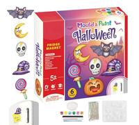 Knowlife Figuras de Yeso para Pintar Halloween,Figuras de Yeso para Pintar Halloween | Molde de calabaza | Kit de figuras pintables para, listo para pintar tus estatuas, manualidades con imán para ni