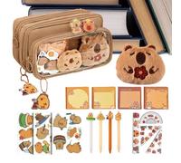 Knowlife Portalápices de Capibara, Estuche de Lápices Bonito de Capibara con Accesorios, Organizador con Blocs Notas Reglas para Niños Estudiantes Primaria Regalo Navidad