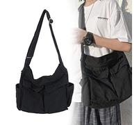 Knowoo Bolsa Messenger de lienzo Bolsa de caracol Hobo de gran capacidad con múltiples bolsillos Bolsas casuales Bolsa de hombro para mujeres y hombres de compras Viajando