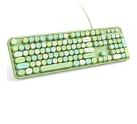 KNOWSQT Teclado de computadora con Cable, Color Verde, Colorido, Retro, de tamaño Completo, Teclas Redondas Plug and Play, para Windows, Laptop, PC, computadora de Escritorio, computadora