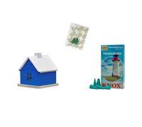 KNOX Casa para ahumar, portavelas de metal con 24 conos de brisa marina, diseño: azul, altura: 6 x 6 x 6,5 cm, incluye 3 conos de incienso M como muestras del aroma de brisa marina