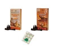KNOX Conos de incienso - Juego de 2 conos de chocolate - Aromas: Caffe Latte, Chocolate - Cantidad: 48 Incluye 3 conos de incienso como muestras del aroma de brisa marina - Fabricado en Alemania